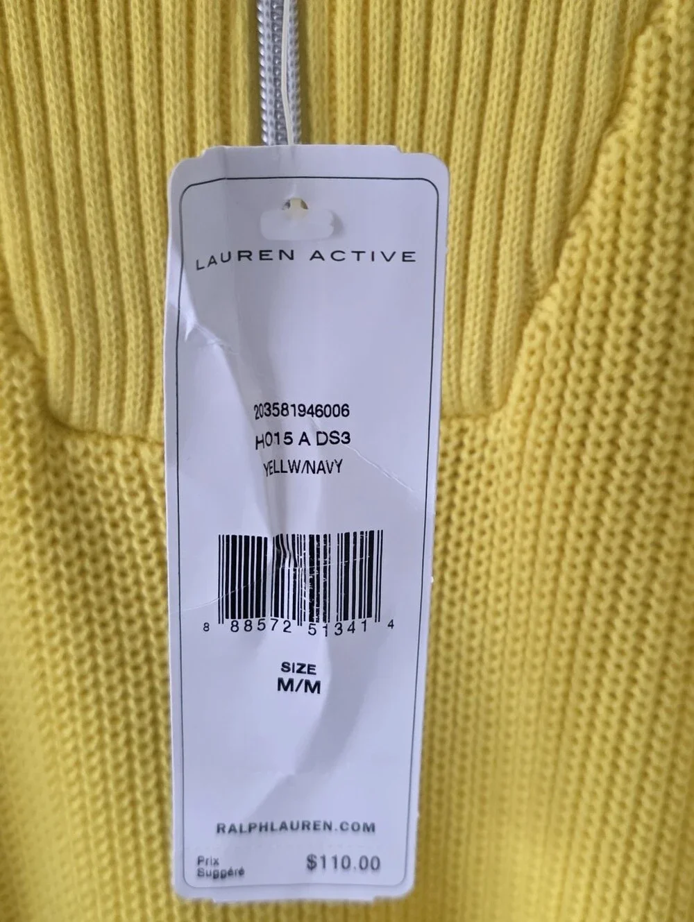 NWT Lauren Active Ralph Lauren M Soft Ribbed Knit Quarter-Zip Sweater Old Money